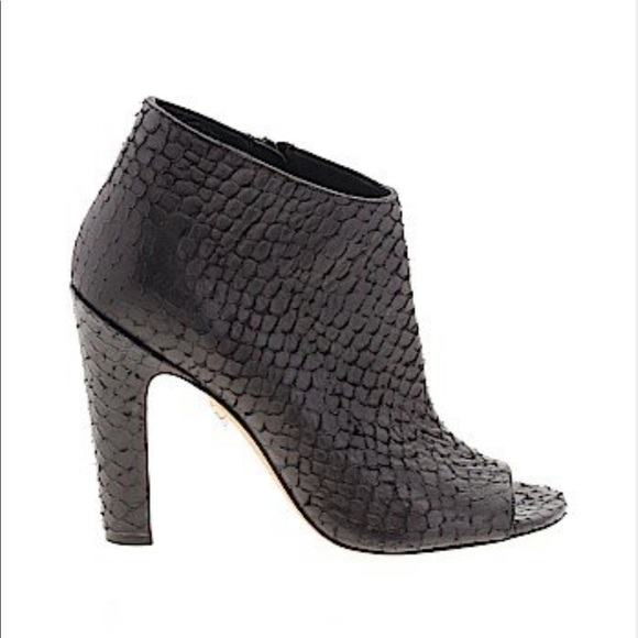 VINCE Python Embossed Open-Toe Bootie Ankle Boots - Picture 2 of 9